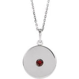 Collier en argent sterling avec disque de grenat naturel du Mozambique, 40-45 cm