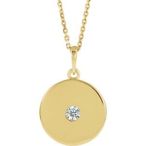 Collier en or jaune 14 carats serti d'un diamant naturel de 0,10 carat (16-18 pouces)