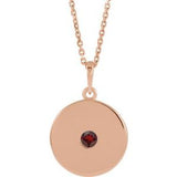 Collier en or rose 14 carats avec disque de grenat naturel du Mozambique, 40-45 cm