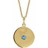 Collier avec disque d'aigue-marine naturelle jaune 14 carats, 40-45 cm