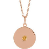 Collier en or rose 14 carats avec disque de citrine naturelle (40-45 cm)