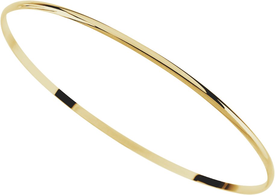 14K Yellow Gold Engravable 2 mm Half Round Bangle 7 1/2" Bracelet
