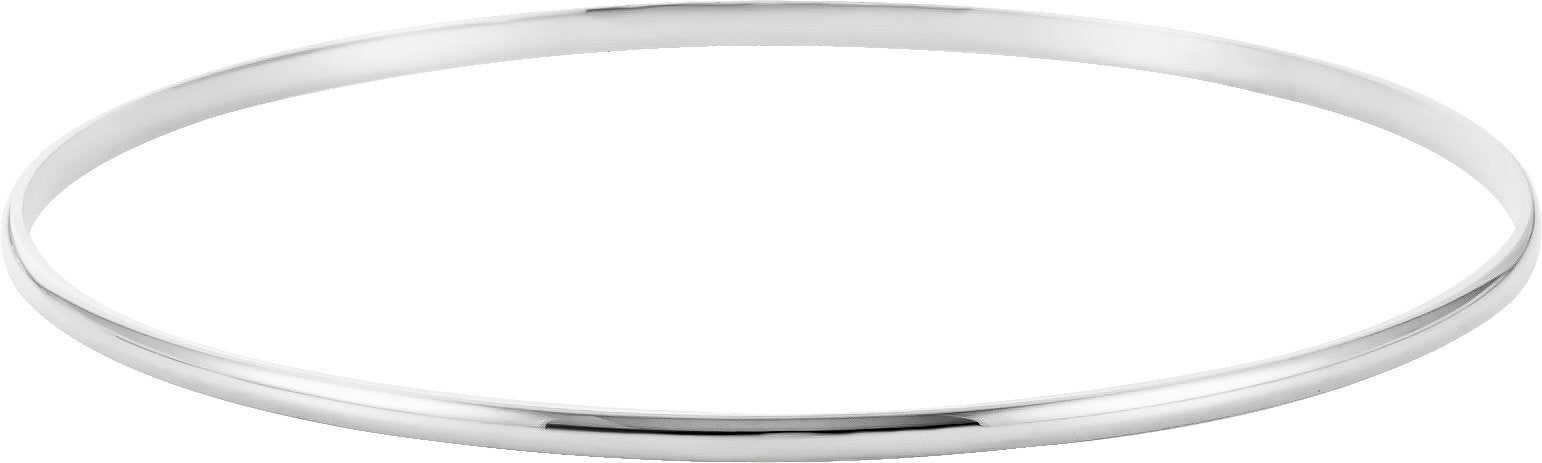 14K White Gold Engravable 2 mm Half Round Bangle 7 1/2" Bracelet