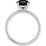 14K White Gold Natural Black Onyx Ring