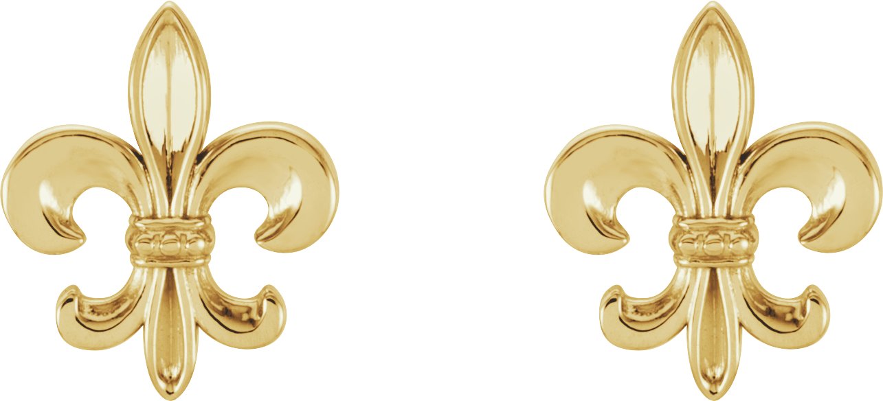 14K Yellow Gold Fleur-de-lis Earrings