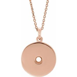 Disque rond en or rose 14 carats de 3 mm, monture de collier 16-18 pouces