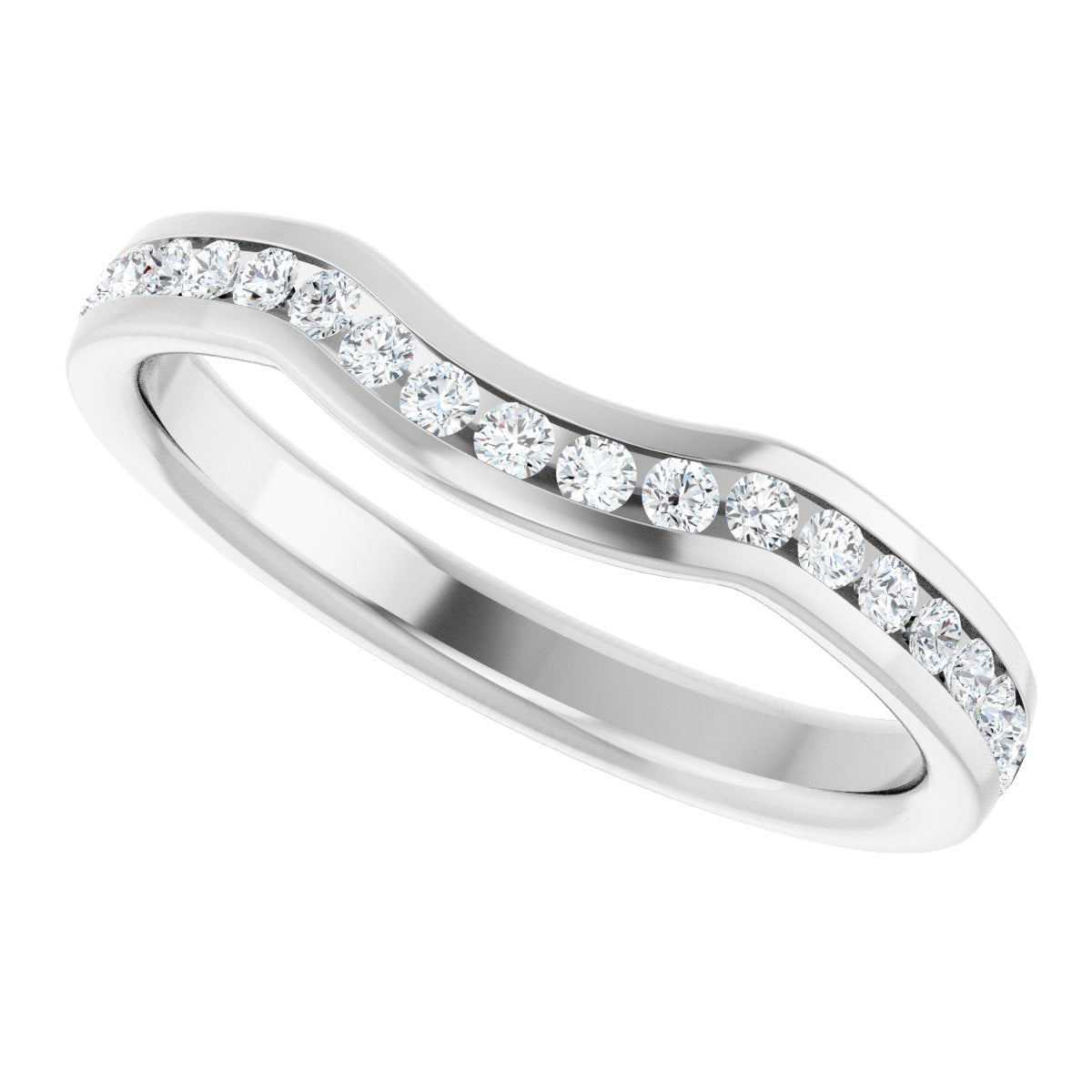 14K White Gold 1/3 CTWNatural Diamond Contour Band