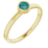 Bague en alexandrite ronde de 4 mm en or jaune 14 carats