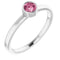 Bague en argent sterling rhodié avec imitation tourmaline rose de 4 mm