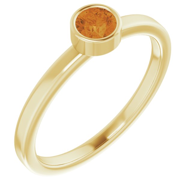 Bague en citrine naturelle jaune 14 carats de 4 mm