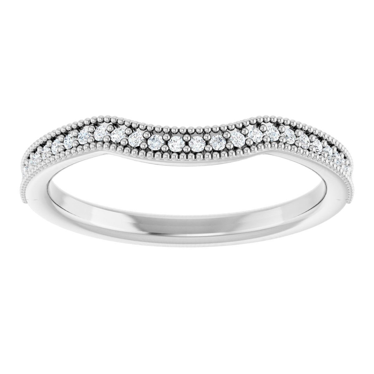 14K White Gold 1/8 CTW Natural Diamond Contour Band