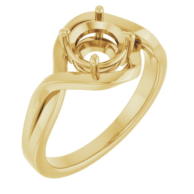 Bague de montage ronde en or jaune 18 carats de 6,5 mm