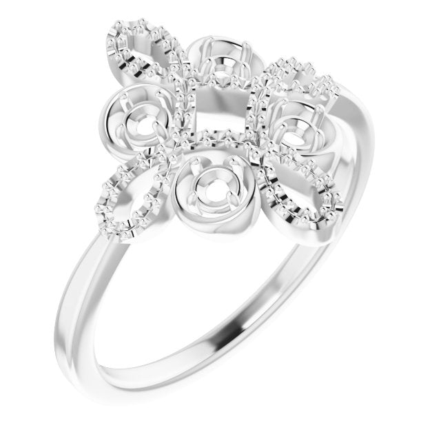 Monture de bague en forme de trèfle blanc 14 carats