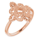 Monture de bague en or 14 carats avec trèfle rose