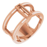 Bague en or rose 14 carats, monture baguette 4x2 mm
