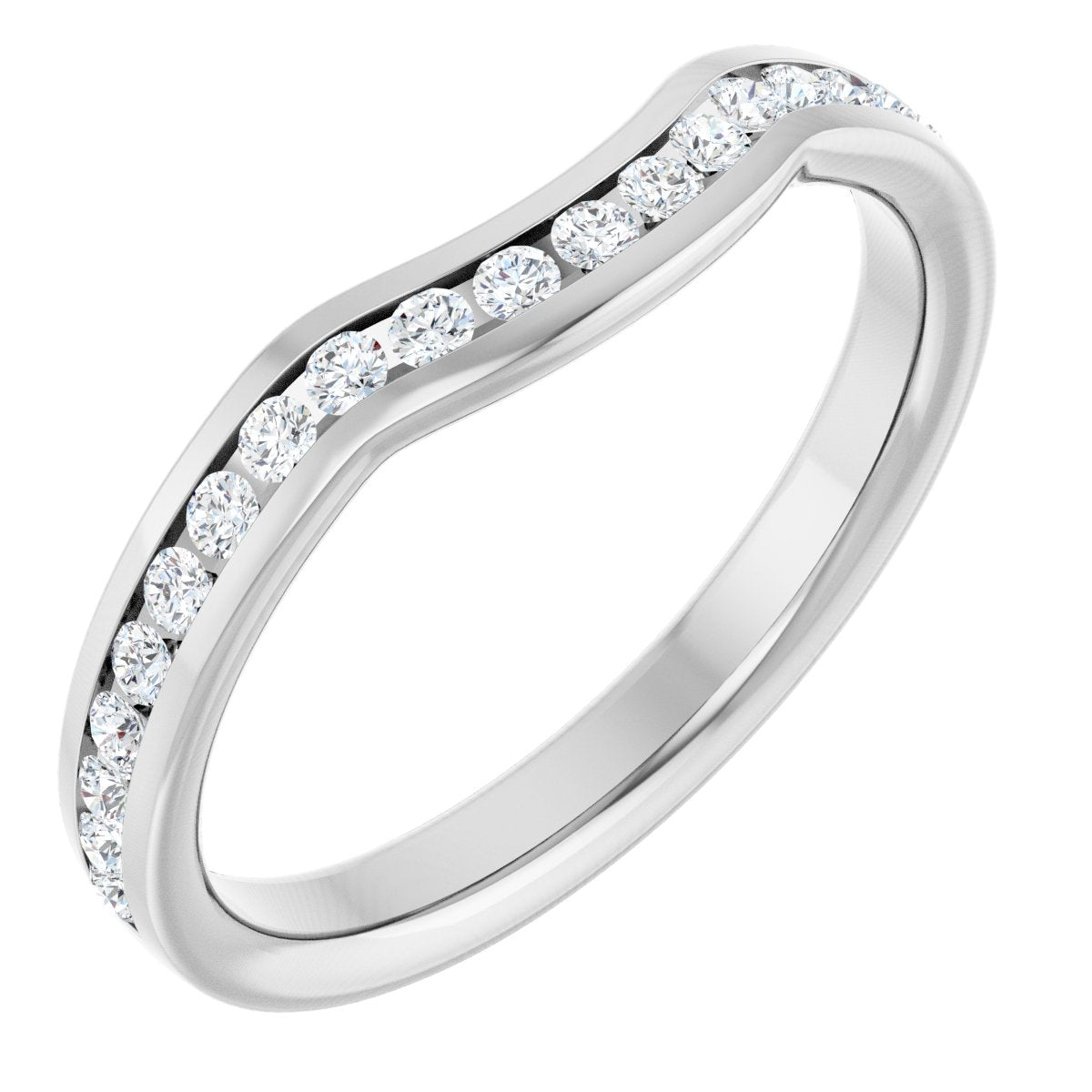 14K White Gold 1/3 CTWNatural Diamond Contour Band