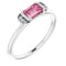Bague empilable en platine, tourmaline rose naturelle et diamants naturels (0,02 carat au total)