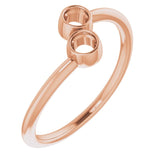 Monture de bague ronde à deux pierres en or rose 14 carats