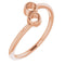 Monture de bague ronde à deux pierres en or rose 14 carats