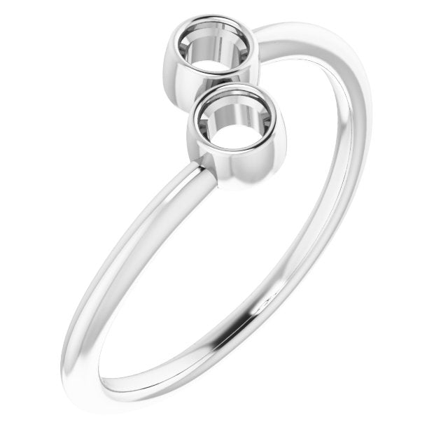 Monture de bague ronde en platine à deux pierres