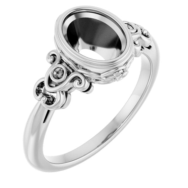 Bague de montage ovale 18K X1 blanche 8x6 mm