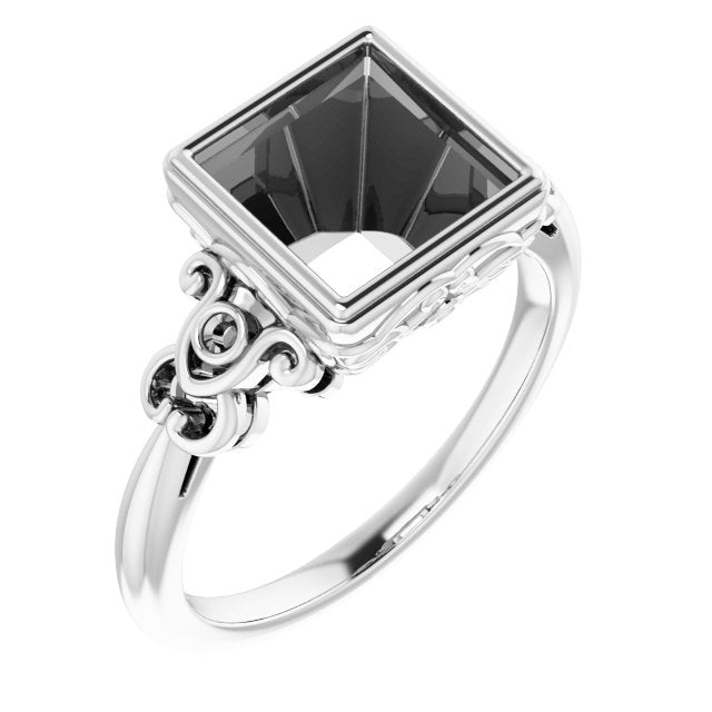 Bague carrée en palladium de 7,5 mm