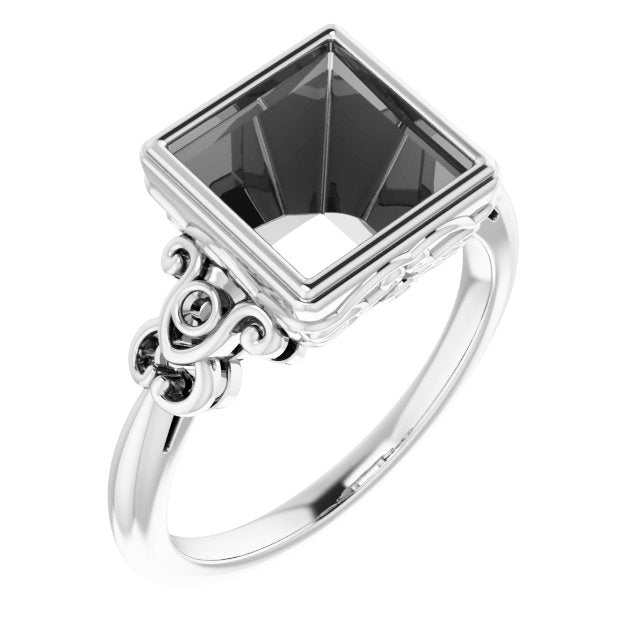 Bague carrée en palladium de 8 mm