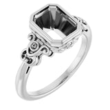 Monture en palladium 8x6 mm pour bague émeraude