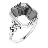 Monture en palladium pour bague émeraude 12x10 mm