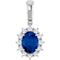 14K White Gold Lab-Grown Blue Sapphire & 1/3 CTW Natural Diamond Pendant