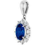 14K White Gold Lab-Grown Blue Sapphire & 1/3 CTW Natural Diamond Pendant