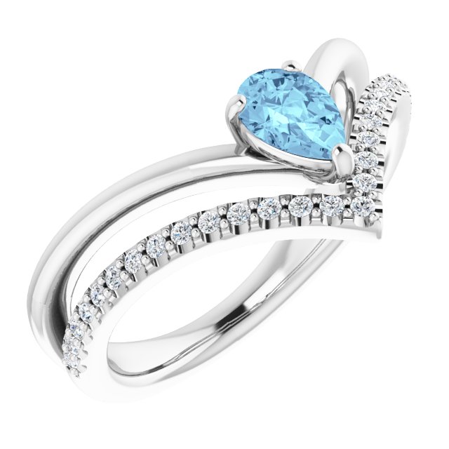 Bague en or 14 carats avec aigue-marine blanche naturelle et diamants naturels (0,25 carat au total).
