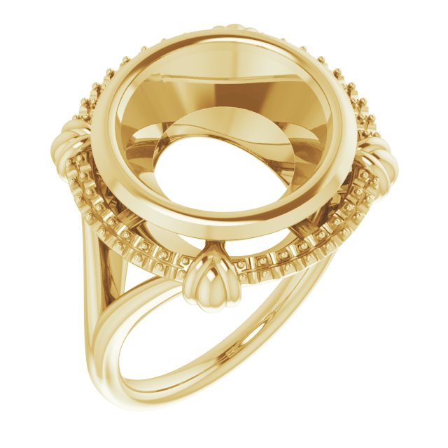 Bague de montage ronde en or jaune 14 carats de 12 mm