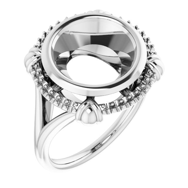 Bague de montage ronde en or blanc 14 carats de 11 mm