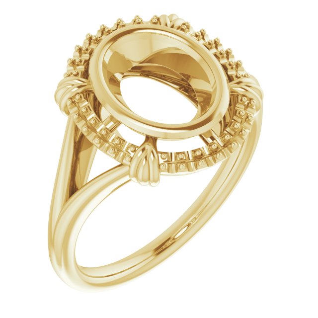 Bague ovale 9x7 mm en or jaune 10 carats