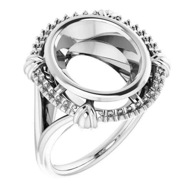 Monture de bague ovale Continuum en argent sterling 12x10 mm