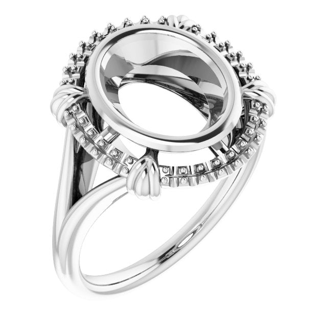 Bague de montage ovale 10x8 mm en or blanc 18 carats