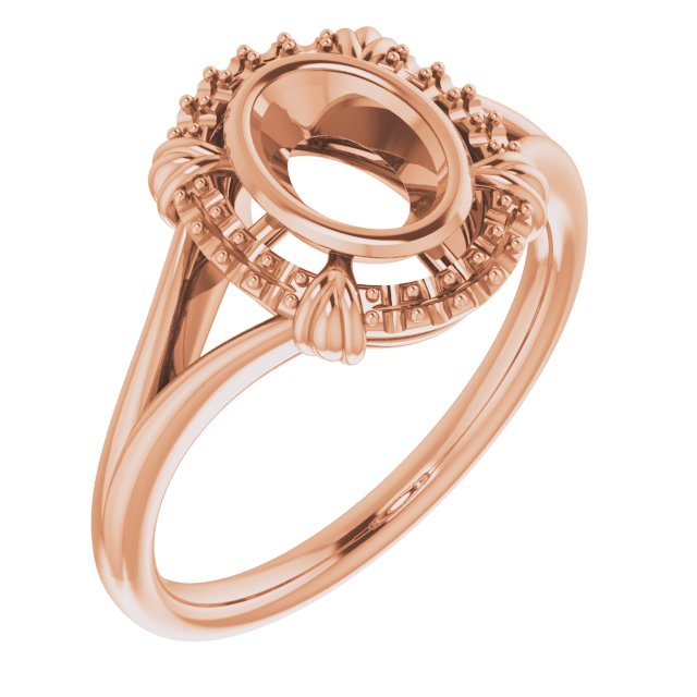 Bague ovale en or rose 18 carats 7x5 mm