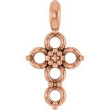 Pendentif croix ronde en or rose 14 carats de 2 mm