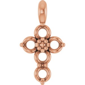 Pendentif croix ronde en or rose 14 carats de 2 mm