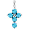 Pendentif croix en platine et aigue-marine naturelle