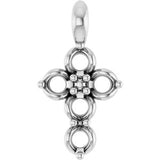 Support de pendentif croix ronde en argent sterling 2 mm