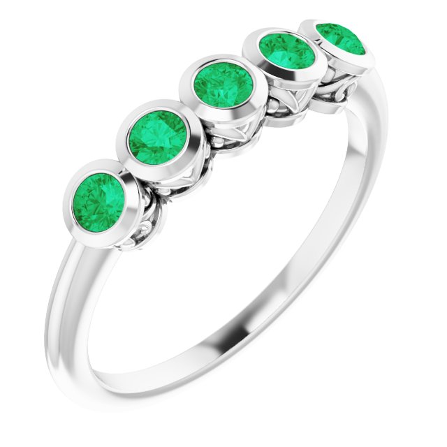 Bague en argent sterling et émeraude naturelle