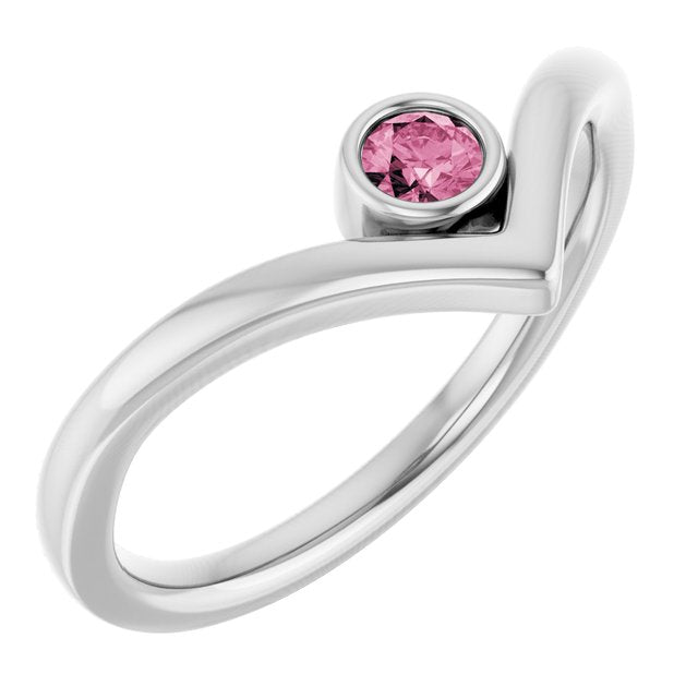 Bague en platine sertie de tourmaline rose naturelle et de tourmaline rose naturelle