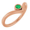 Bague en V sertie d'une émeraude naturelle rose 14 carats