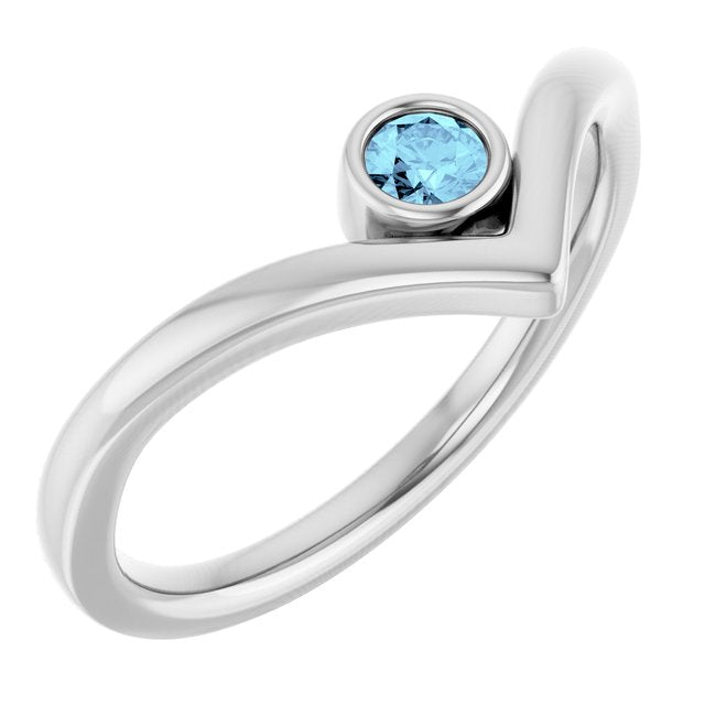 Bague en argent sterling sertie d'une aigue-marine naturelle (clous)