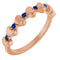 Bague empilable en forme de cœur avec saphir bleu naturel rose 14 carats