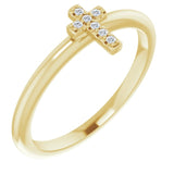Bague croix empilable en or jaune 14 carats sertie de diamants naturels (0,03 carat au total).