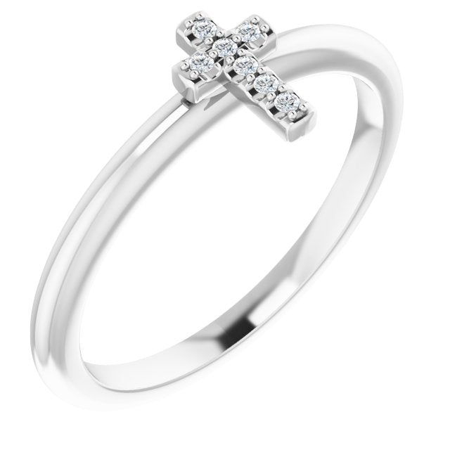 Bague croix empilable en platine avec diamants naturels (0,03 carat au total)