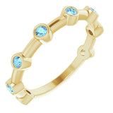 Bague barrette sertie d'une aigue-marine naturelle jaune 14 carats